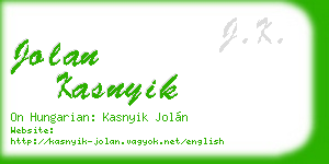 jolan kasnyik business card